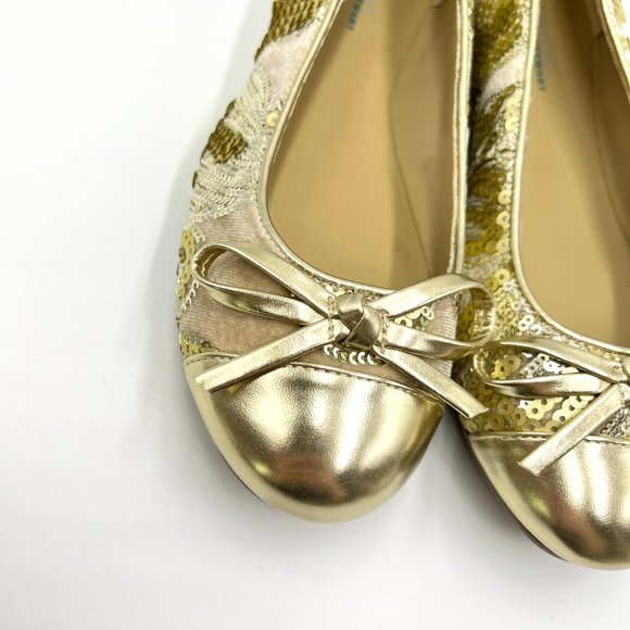 Easy Spirit X Martha Stewart Size 7 Gail Metallic Gold Sequin Ballet Flats Shoes - Picture 4 of 14